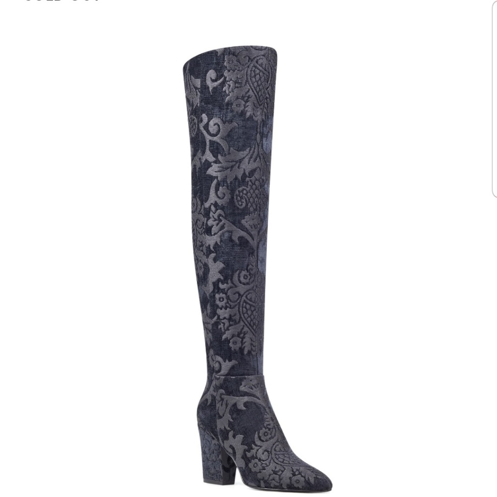 Nine west over the knee heal boots blue grey